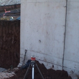 Innovative pre-cast concrete retaining wall segments for urban project  being installed (part of our 'Value Engineering' saving the customer @ $250,000)