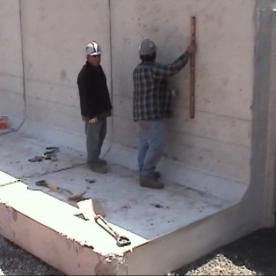 Innovative pre-cast concrete retaining wall segments for urban project  being installed (part of our 'Value Engineering' saving the customer @ $250,000)