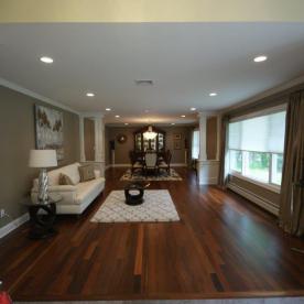 Brazilian Walnut flooring with paneled column room dividers