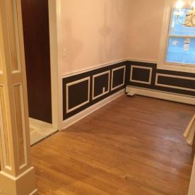 Whole house renovation, Wainscot trim effect being installed in existing dining room